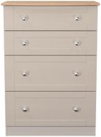 Sussex Cashmere and Oak Effect 4 Drawer Deep Chest