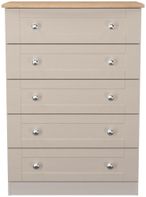 Sussex Cashmere and Oak Effect 5 Drawer Chest