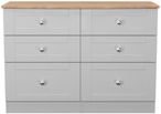Sussex Grey and Oak Effect 6 Drawer Midi Chest
