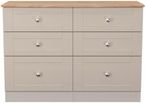 Sussex Cashmere and Oak Effect 6 Drawer Midi Chest