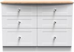 Sussex White and Oak Effect 6 Drawer Midi Chest