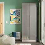 Milan Grey Gloss and Grey Oak 2 Door Plain Tall Wardrobe