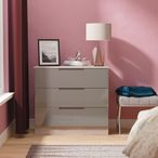 Milan Grey Gloss and Grey Oak 3 Drawer Small Chest