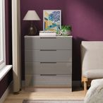 Milan Grey Gloss and Grey Oak 4 Drawer Chest