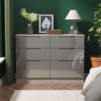 Milan Grey Gloss and Grey Oak 6 Drawer Midi Chest