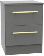 Haworth Grey 2 Drawer Bedside Cabinet