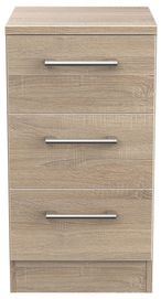 Devon Oak Effect 3 Drawer Bedside Cabinet