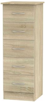 Avon Oak Effect 5 Drawer Narrow Chest