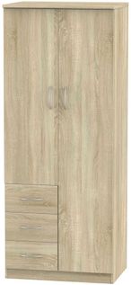 Avon Oak Effect 2 Door Wardrobe - RHF 3 Drawers