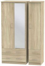 Avon Oak Effect 3 Door Wardrobe - 1 Mirrors