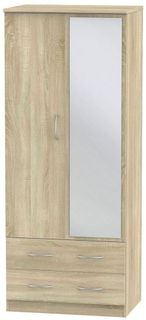 Avon Oak Effect 2 Door Combi Wardrobe - 1 Mirror