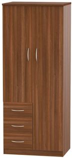 Avon Walnut Effect 2 Door Wardrobe - RHF 3 Drawers