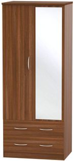 Avon Walnut Effect 2 Door Combi Wardrobe - 1 Mirror
