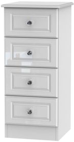 Balmoral White Gloss 4 Drawer Narrow Chest