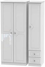 Balmoral White Gloss 3 Door Triple Wardrobe - RHF 2 Drawers