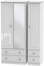 Balmoral White Gloss 3 Door Combi Wardrobe - 1 Mirror