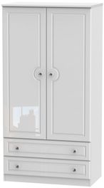 Balmoral White Gloss 2 Door 2 Drawer Double Wardrobe - 182.4cm