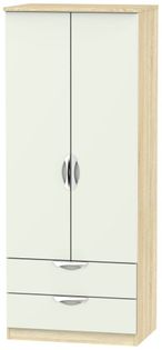Camden Gloss Cashmere and Oak Effect 2 Door 2 Drawer Double Wardrobe
