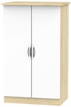 Camden White Gloss and Oak Effect Midi Wardrobe