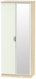 Camden Gloss Cashmere and Oak Effect 2 Door Wardrobe - 1 Mirror