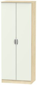 Camden Cashmere and Oak Effect 2 Door Plain Tall Wardrobe