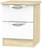 Camden White Gloss and Oak Effect 2 Drawer Bedside Cabinet