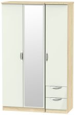 Camden Cashmere and Oak Effect 3 Door Combi Wardrobe - 1 Mirror and RHF 2 Drawers