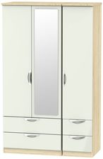 Camden Cashmere and Oak Effect 3 Door Combi Wardrobe - 1 Mirror