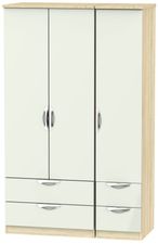 Camden Cashmere and Oak Effect 3 Door Triple Wardrobe - 4 Drawers