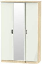 Camden Cashmere and Oak Effect 3 Door Triple Wardrobe - 1 Mirror