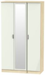 Camden Cashmere and Oak Effect 3 Door Tall Triple Wardrobe - 1 Mirror