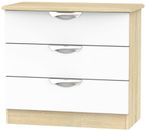 Camden White Gloss and Oak Effect 3 Drawer Small Chest