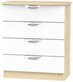 Camden White Gloss and Oak Effect 4 Drawer Chest