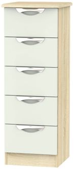 Camden Cashmere and Oak Effect 5 Drawer Narrow Chest