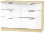 Camden White Gloss and Oak Effect 6 Drawer Midi Chest