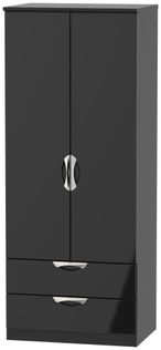 Camden Black Gloss 2 Door 2 Drawer Double Wardrobe