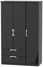 Camden Black Gloss 3 Door Triple Wardrobe - LHF 2 Drawers