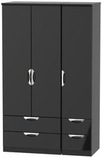 Camden Black Gloss 3 Door Triple Wardrobe - 4 Drawers