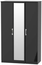 Camden Black Gloss 3 Door Triple Wardrobe - 1 Mirror