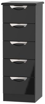 Camden Black Gloss 5 Drawer Narrow Chest