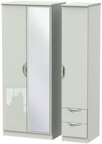 Camden Cashmere 3 Door Combi Wardrobe - 1 Mirror and RHF 2 Drawers