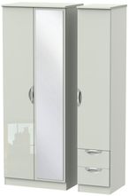Camden Cashmere 3 Door Tall Combi Wardrobe - 1 Mirror and RHF 2 Drawers