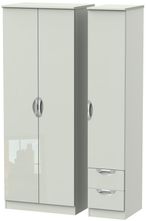Camden Gloss Cashmere 3 Door Tall Triple Wardrobe - RHF 2 Drawers