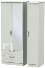 Camden Cashmere 3 Door Tall Combi Wardrobe - 1 Mirror and LHF 2 Drawers