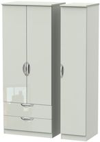 Camden Gloss Cashmere 3 Door Triple Wardrobe - LHF 2 Drawers