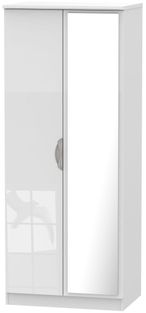 Camden White Gloss 2 Door Wardrobe - 1 Mirror