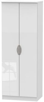 Camden White Gloss 2 Door Plain Tall Wardrobe