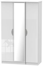 Camden White Gloss 3 Door Triple Wardrobe - 1 Mirror