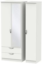 Camden Grey 3 Door Tall Combi Wardrobe - 1 Mirror and LHF 2 Drawers