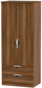 Camden Walnut Effect 2 Door 2 Drawer Double Wardrobe
